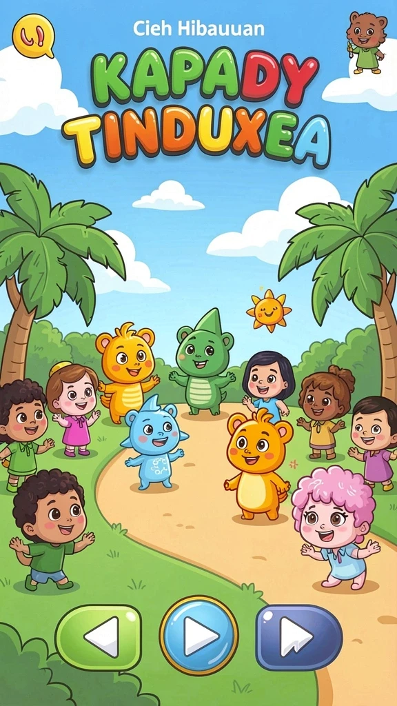 Grafis cerah dan penuh warna.