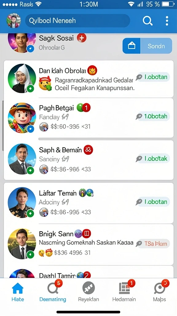 Fitur sosial untuk berinteraksi dengan teman-teman.