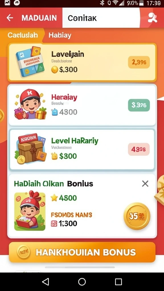 Screenshot menampilkan berbagai pilihan permainan yang tersedia.